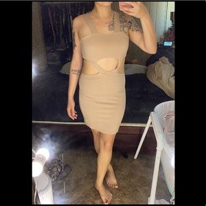 Solemio nude mini dress